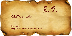 Rácz Ida névjegykártya
